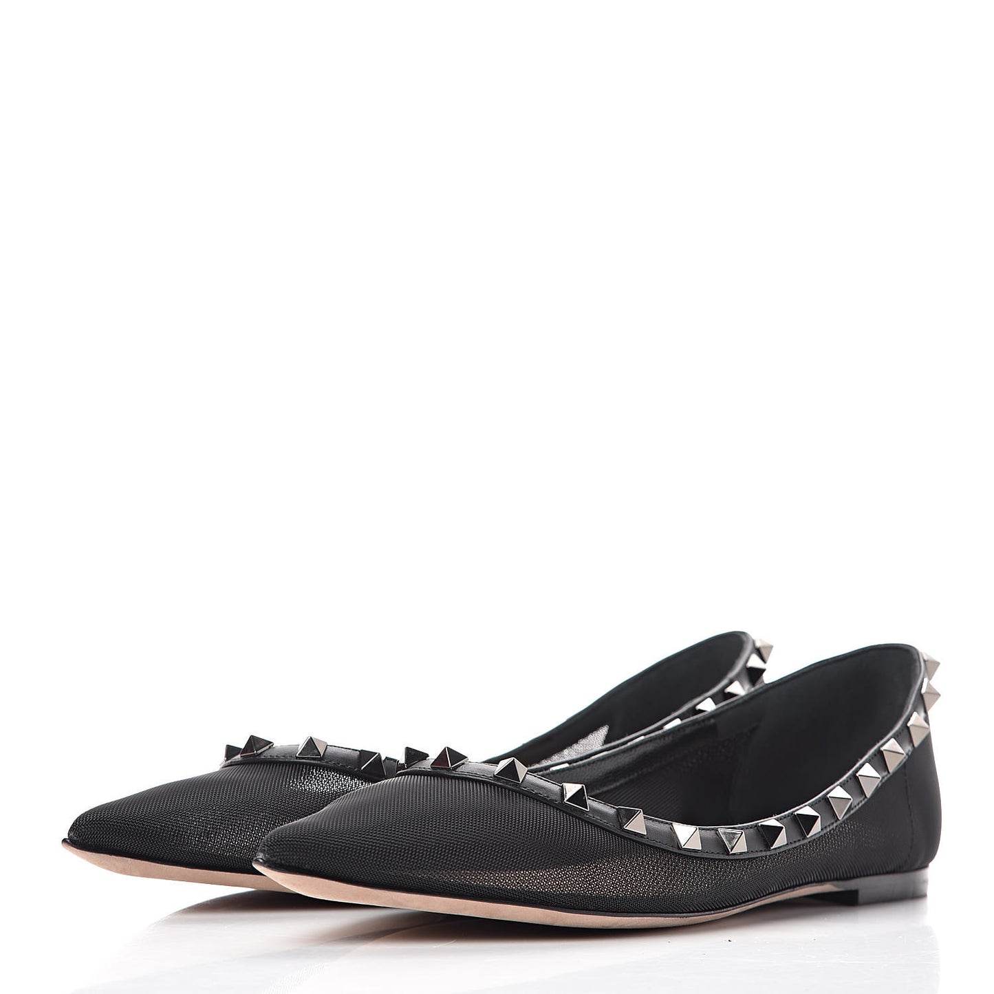 Mesh Rockstud Ballet Flats 39 Black
