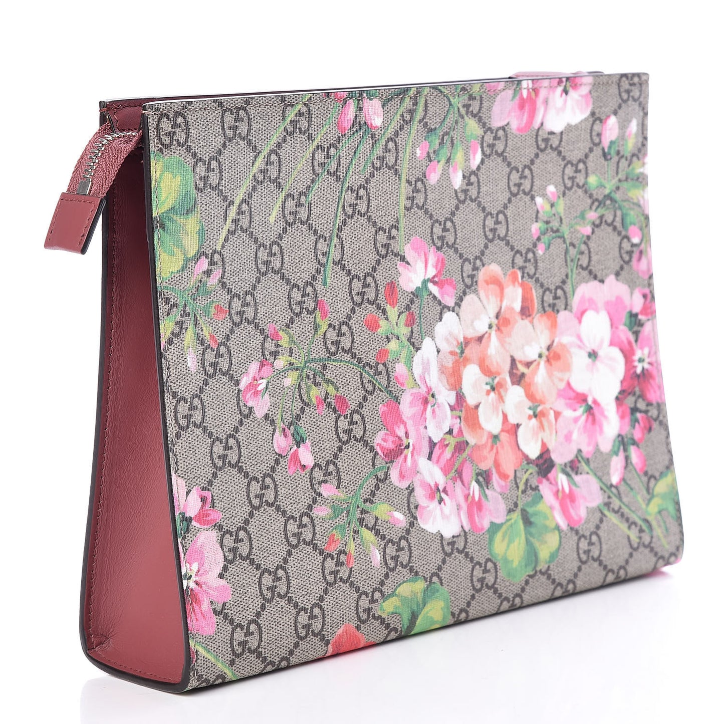 GG Supreme Monogram Blooms Large Cosmetic Case Beige Multicolor Dry Rose