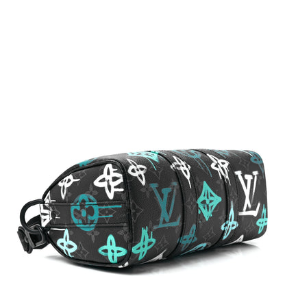 Louis Vuitton Monogram Eclipse LV Graffiti Keepall Bandouliere 25 Green Lights 4 of 11