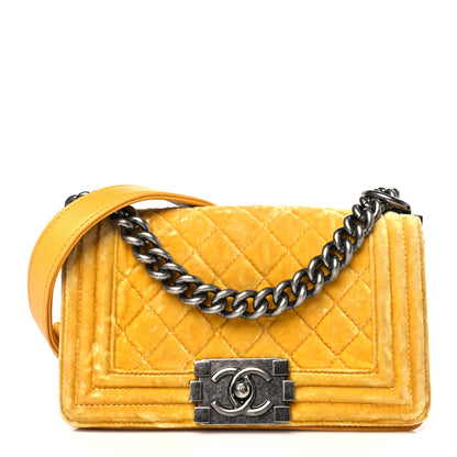 Chanel Velvet Quilted Small Boy Flap Yellow 1 of 10