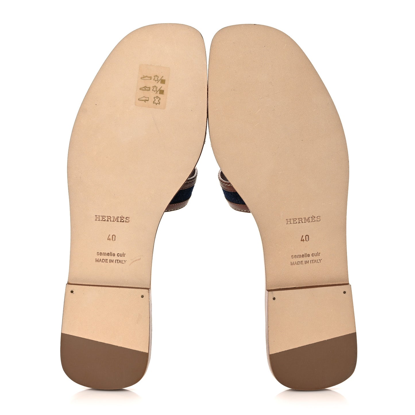Calfskin Denim Oran Sandals 40 Bleu Brut Gold