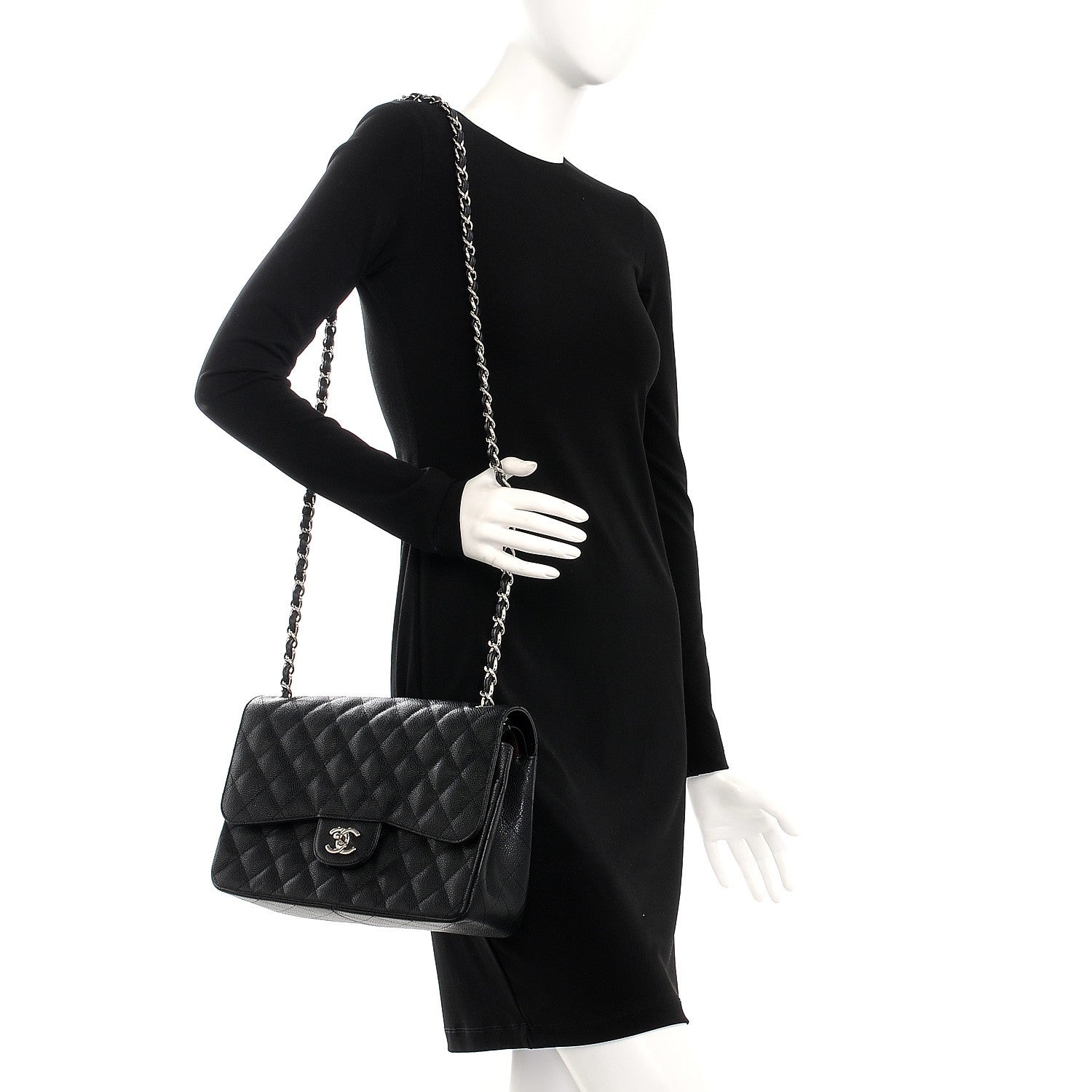 Chanel Caviar Quilted Jumbo Double Flap Black 2 of 9