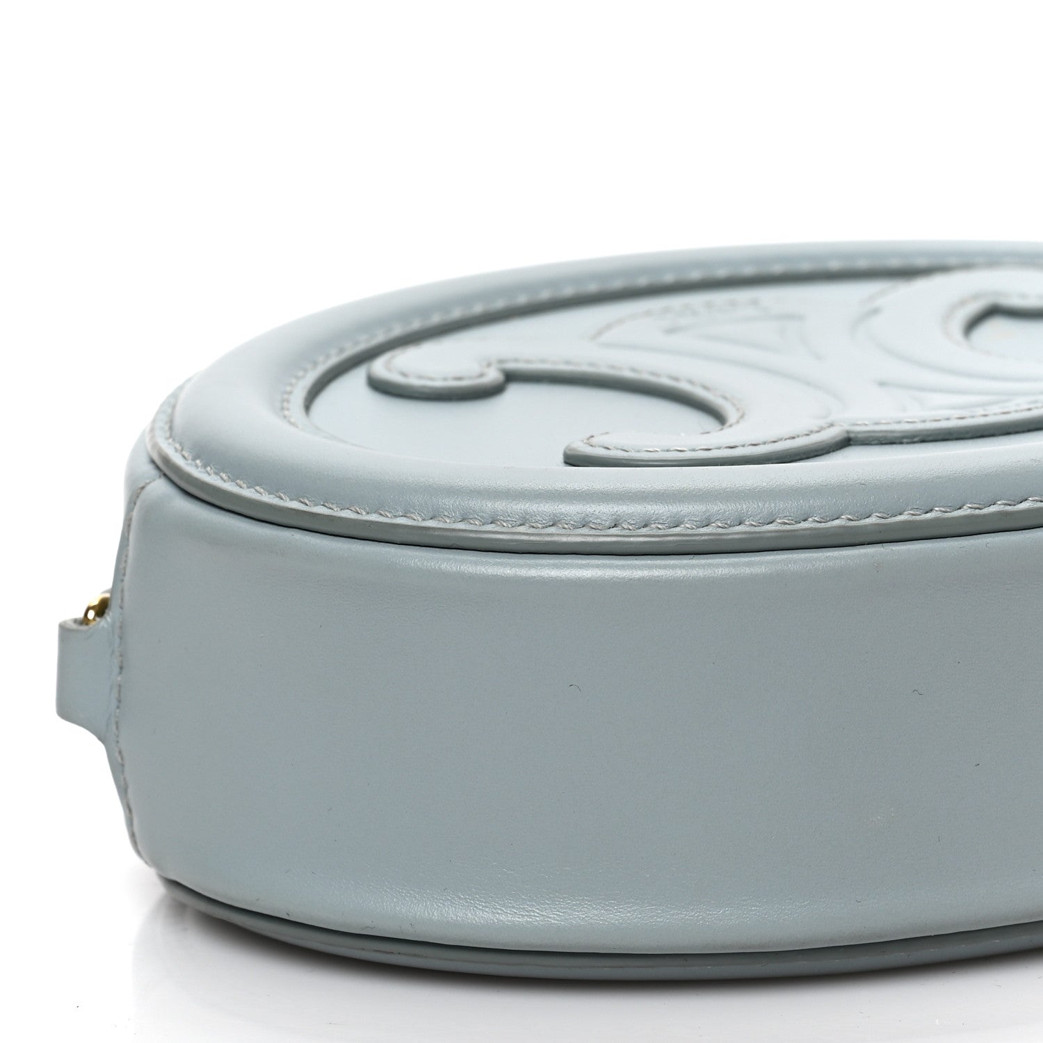 Celine Smooth Calfskin Cuir Small Triomphe Oval Crossbody Purse Ice Blue 7 of 8