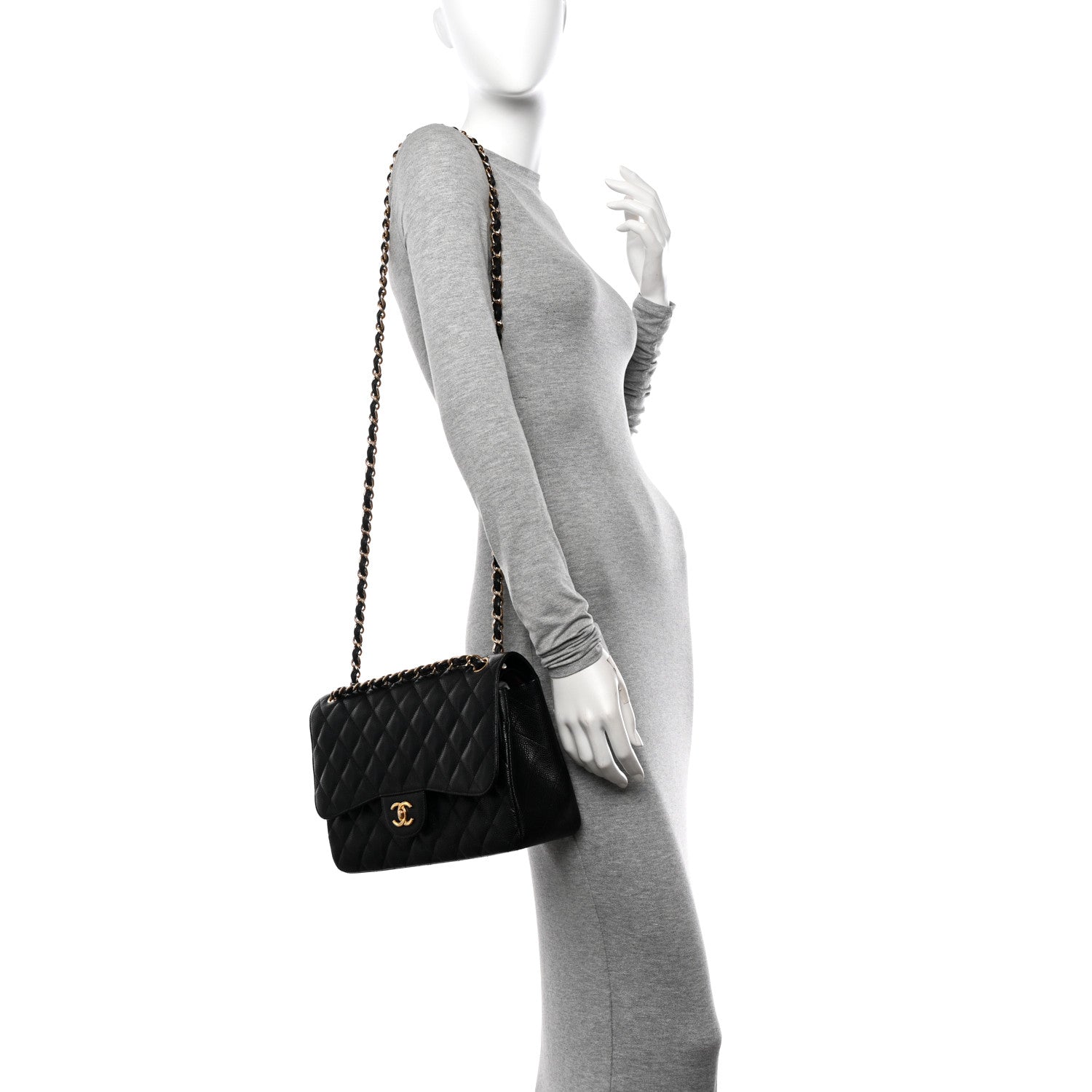 Chanel Caviar Quilted Jumbo Double Flap Black 2 of 10