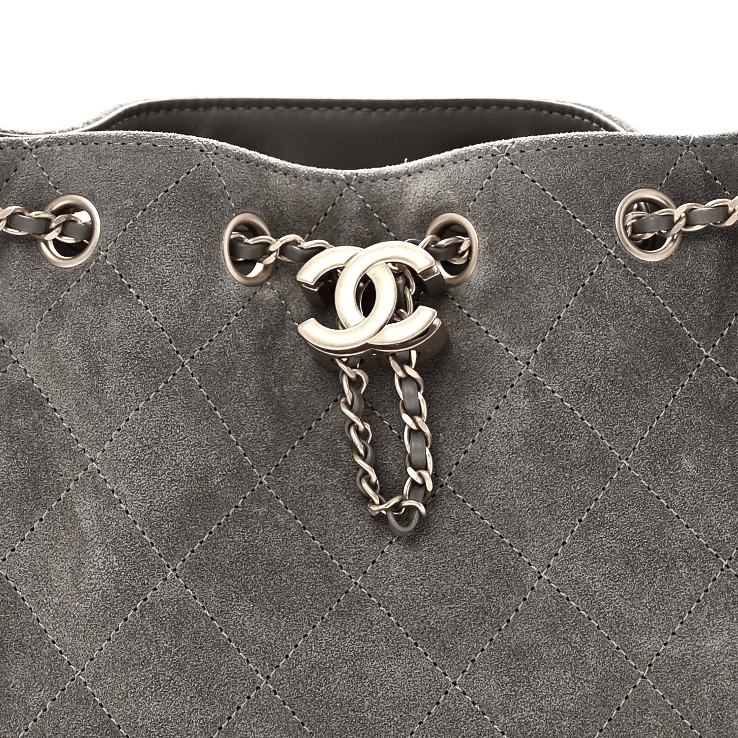 Chanel Suede Quilted Mini Chanel 25 Handbag Dark Grey 1797765