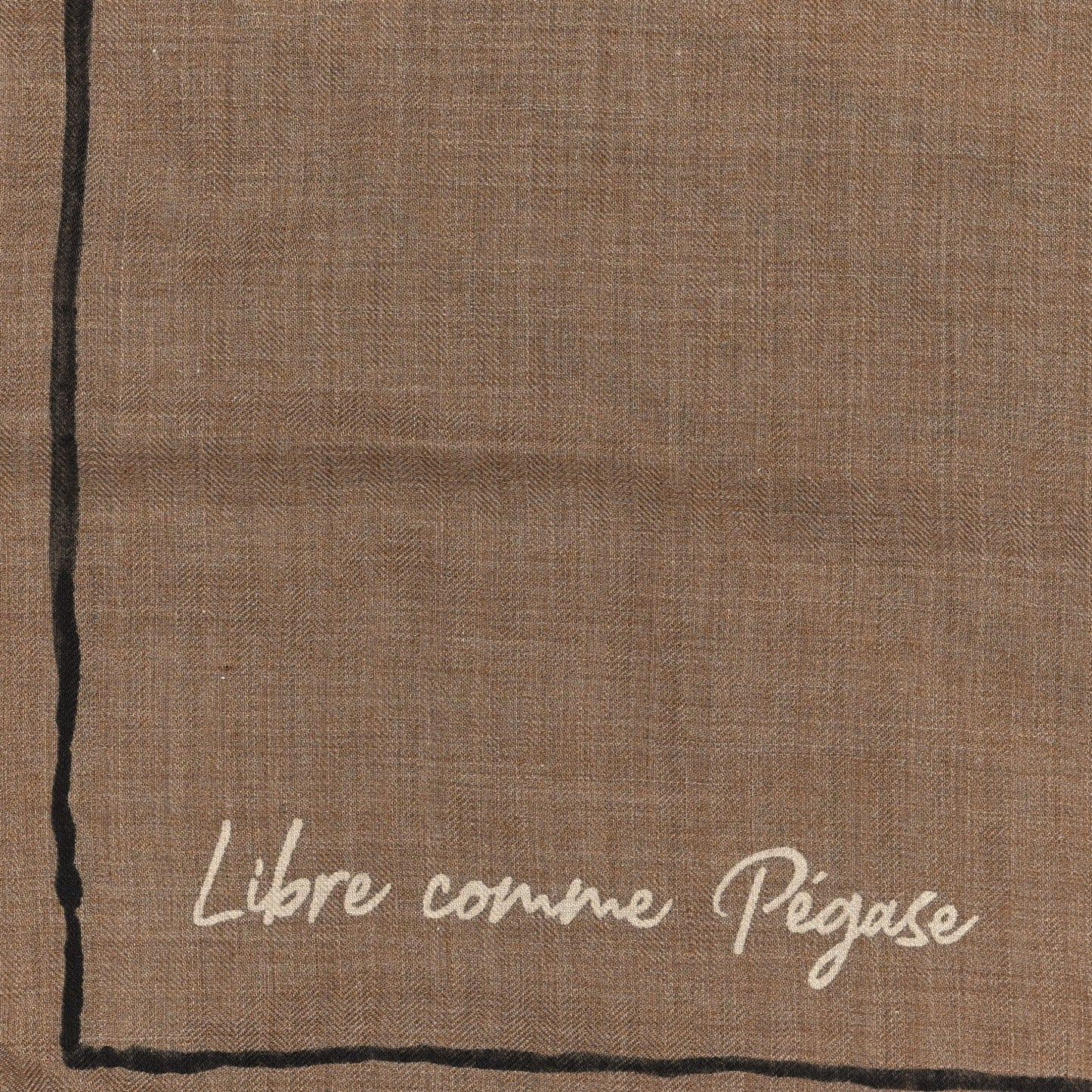 Cashmere Silk Libre Comme Pegase Shawl 140 Caramel Creme Black