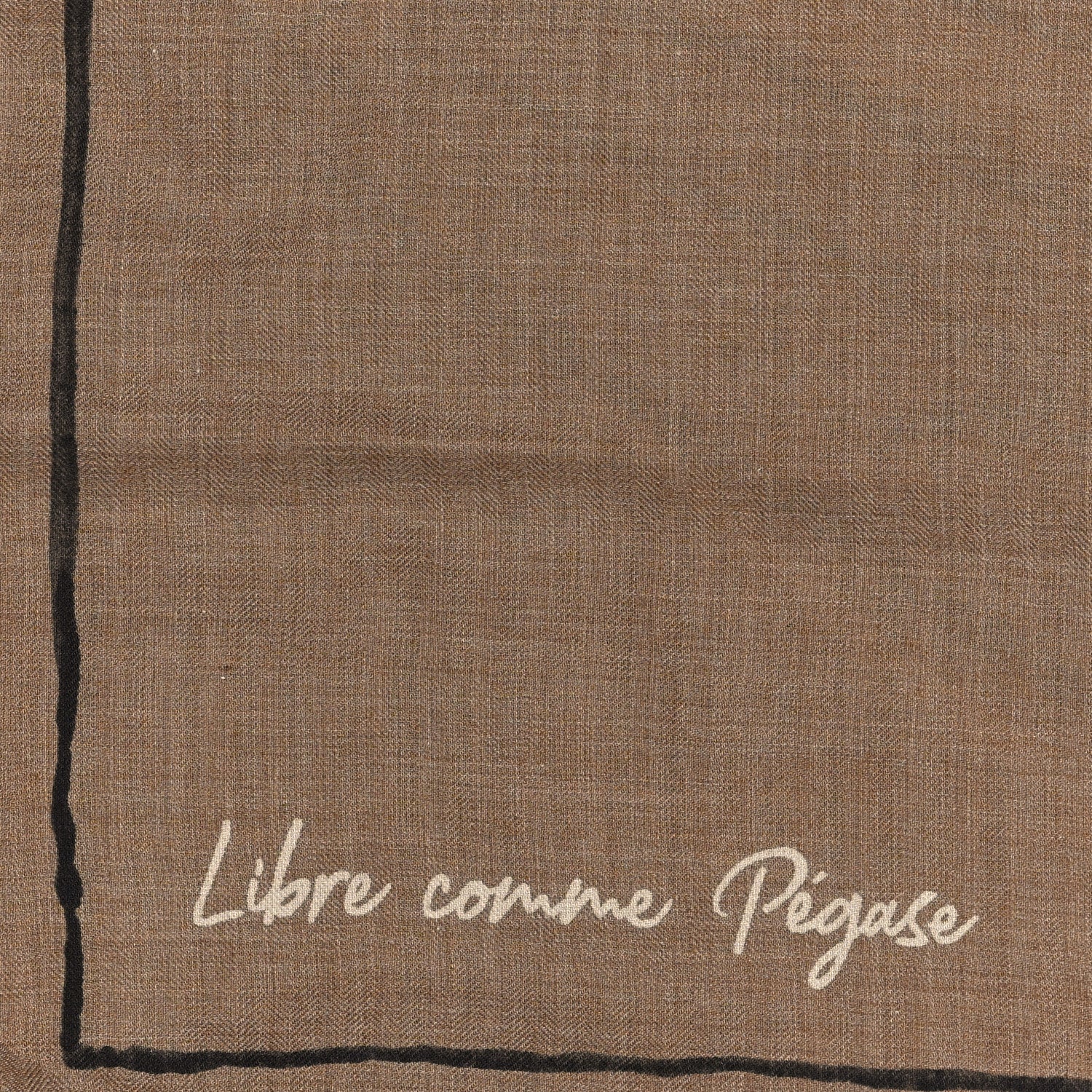 Hermes Cashmere Silk Libre Comme Pegase Shawl 140 Caramel Creme Black 4 of 4