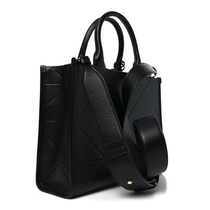 Prada Soft Calfskin Triangolo Symbole Embossed Small Tote Black 3 of 9