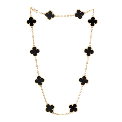 Van Cleef & Arpels 18K Yellow Gold Black Onyx 10 Motifs Vintage Alhambra Necklace 3 of 5