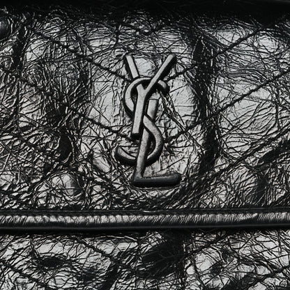 Saint Laurent Crinkled Calfskin Matelasse Monogram Baby Niki Chain Satchel Black 8 of 11