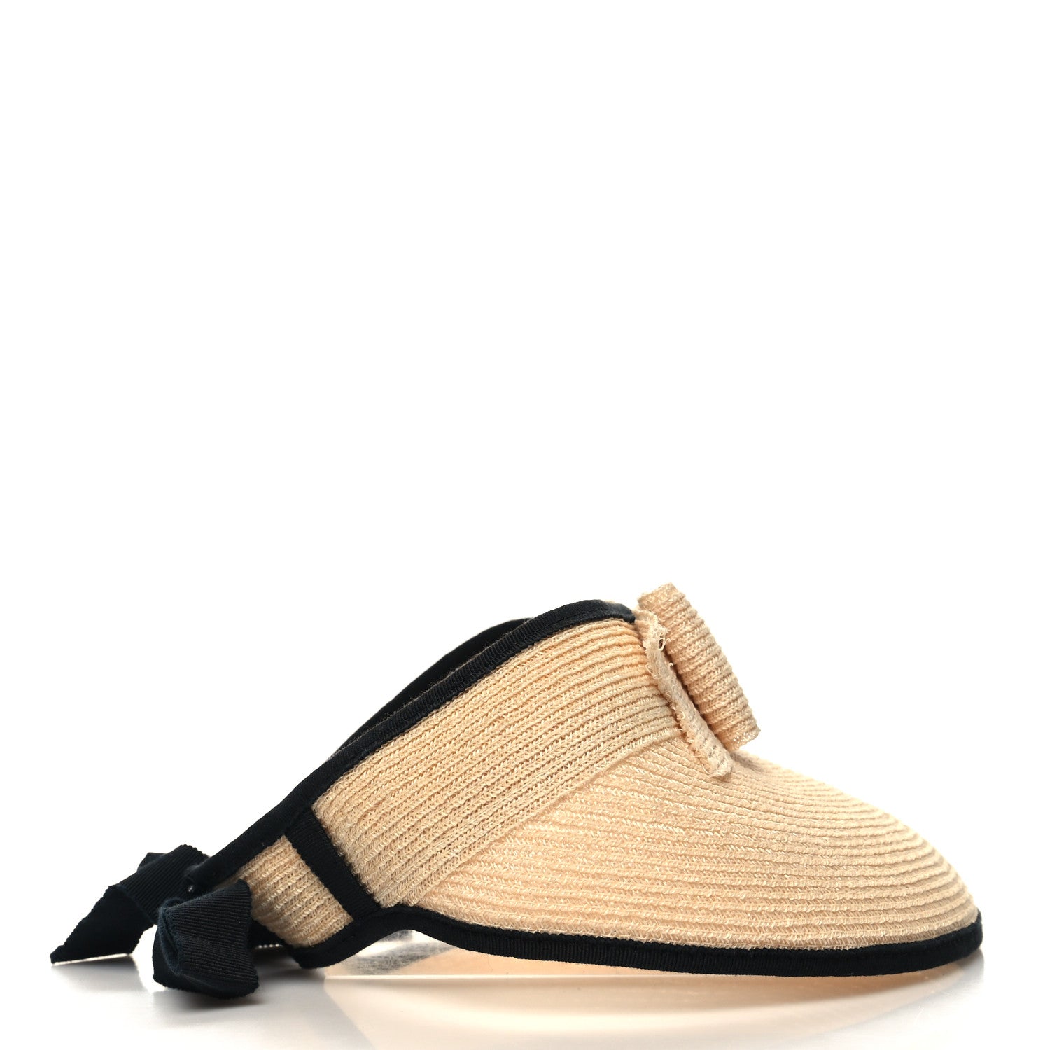 Chanel Straw Grosgrain Visor M Beige Black 4 of 9