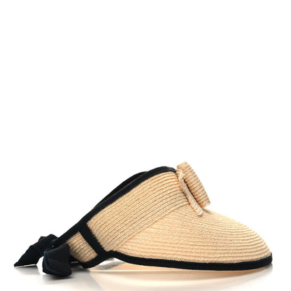 Chanel Straw Grosgrain Visor M Beige Black 4 of 9