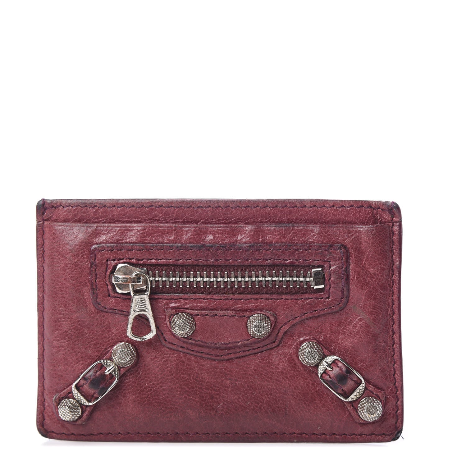 Balenciaga Agneau Giant 12 Silver Hardware Card Case Cassis 1 of 10