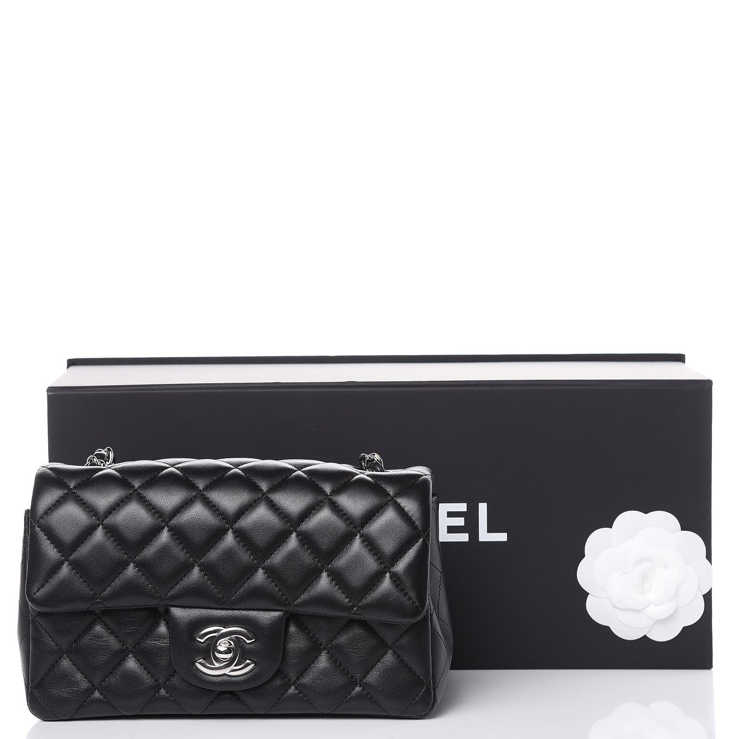Lambskin Quilted Mini Rectangular Flap Black