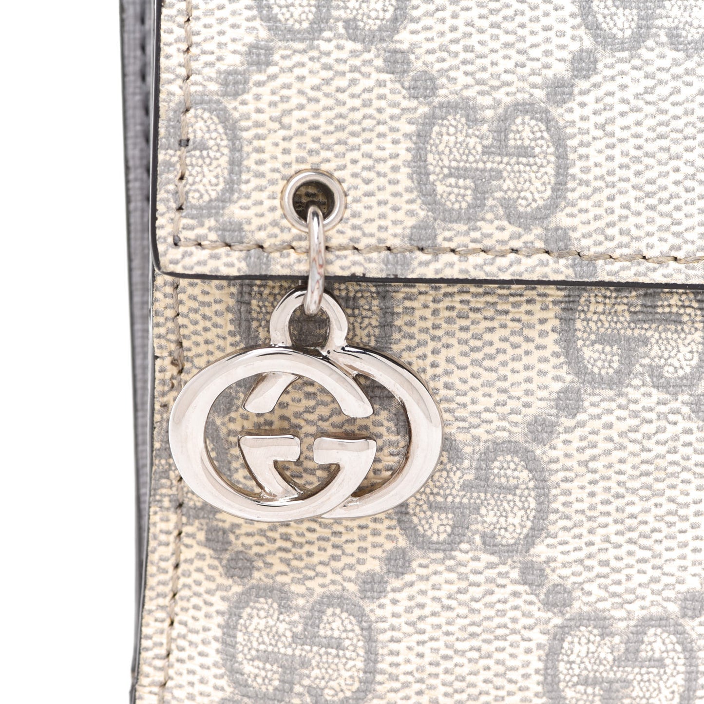 GG Supreme Monogram GG Pierce French Flap Wallet Ecru Grigio