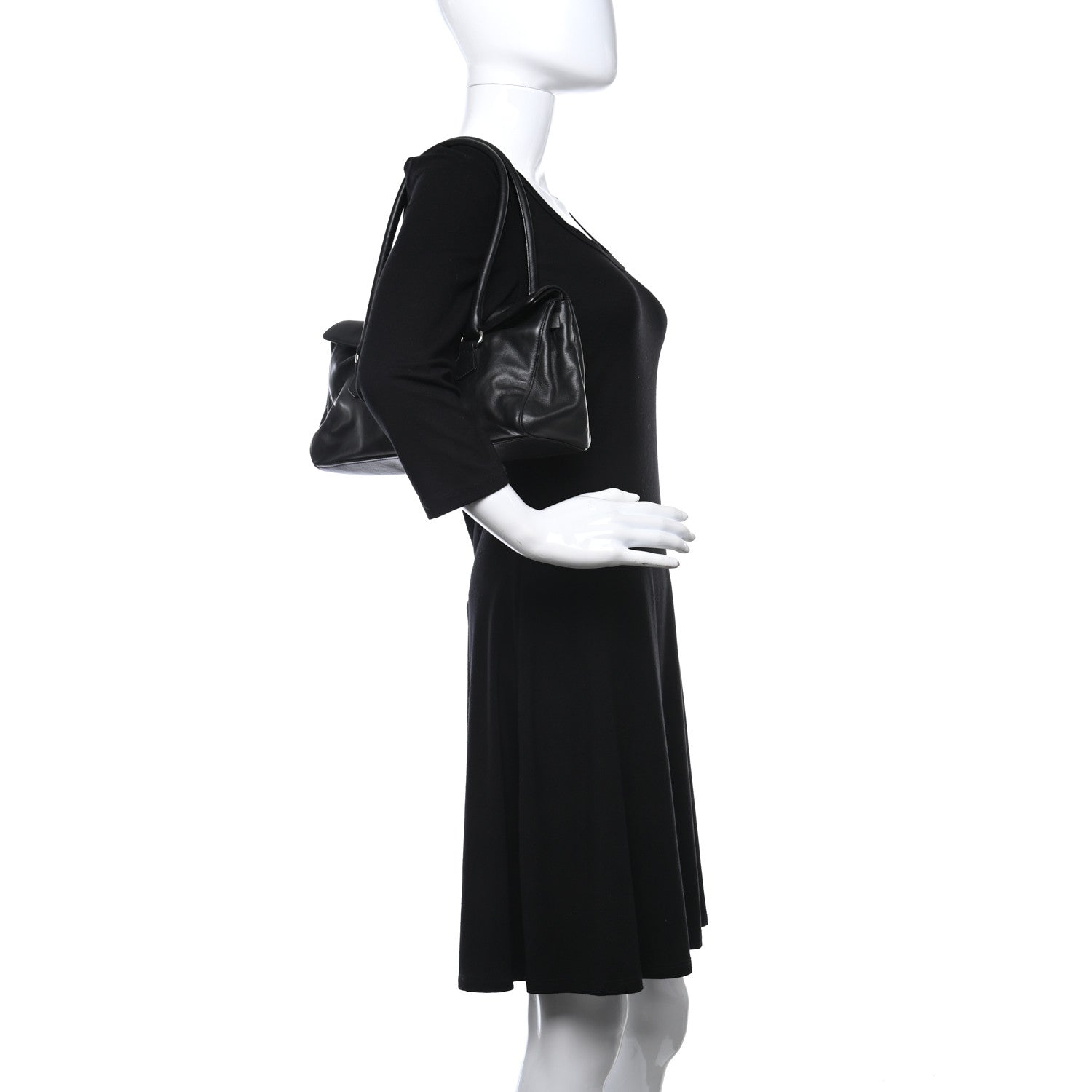 Prada Royal Calf Easy Foldover Pushlock Satchel Black 2 of 9