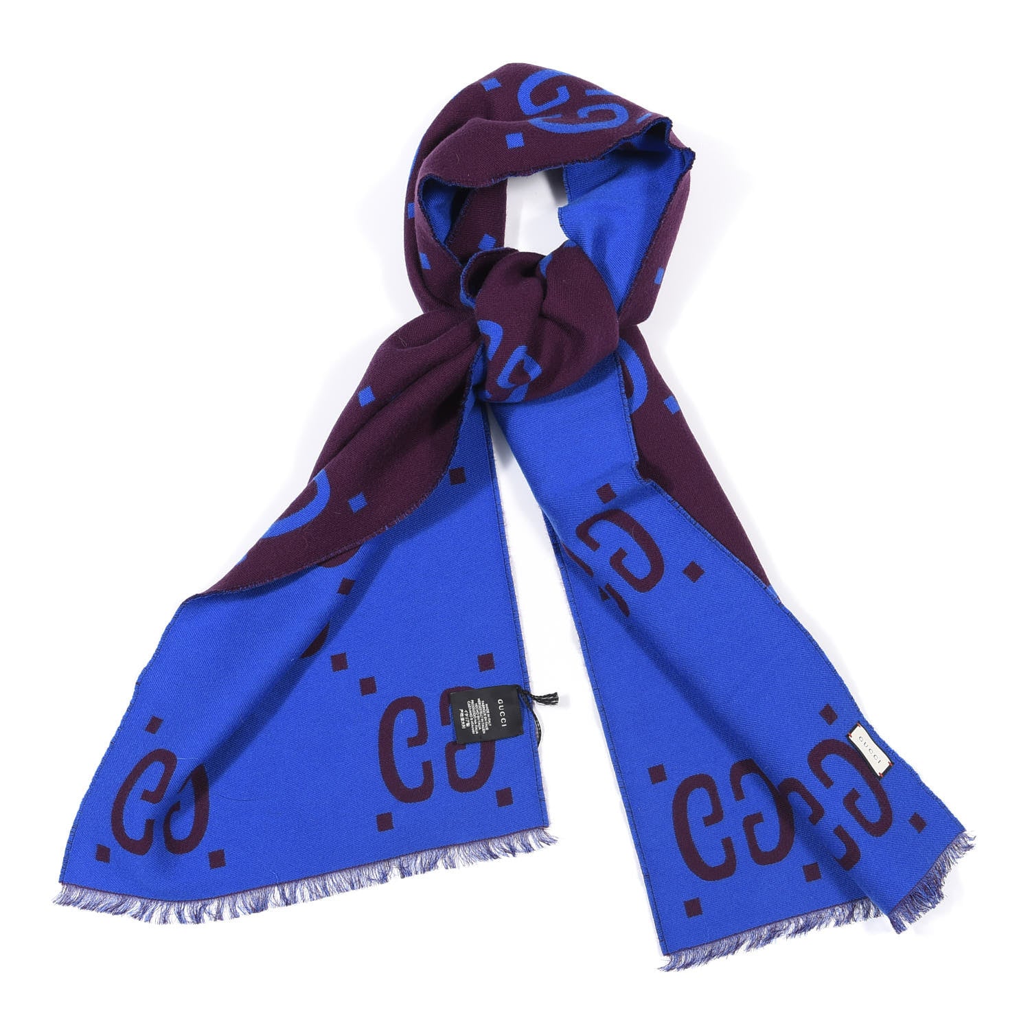 Gucci Wool Silk Monogram Jumbo GG Freedom Scarf Lacquer Blue 1 of 4