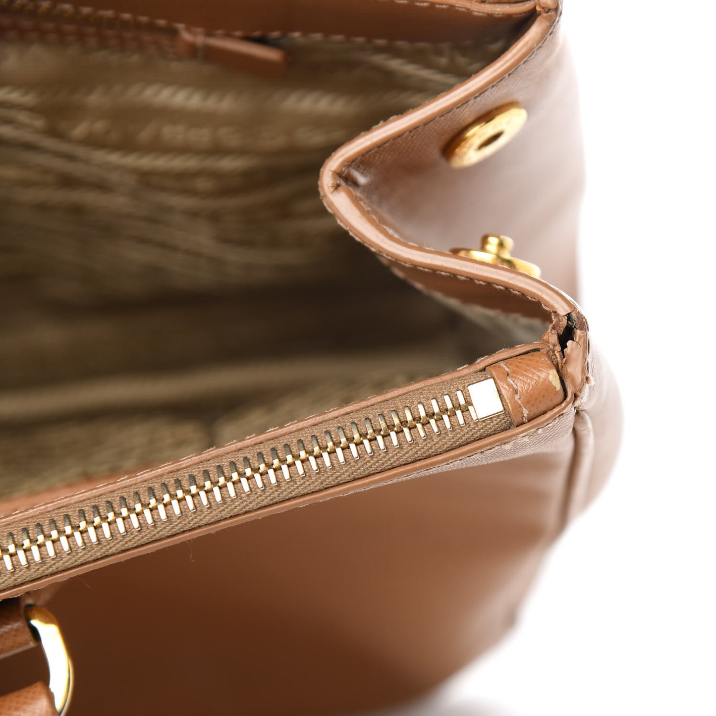 Saffiano Large Galleria Double Zip Tote Caramel