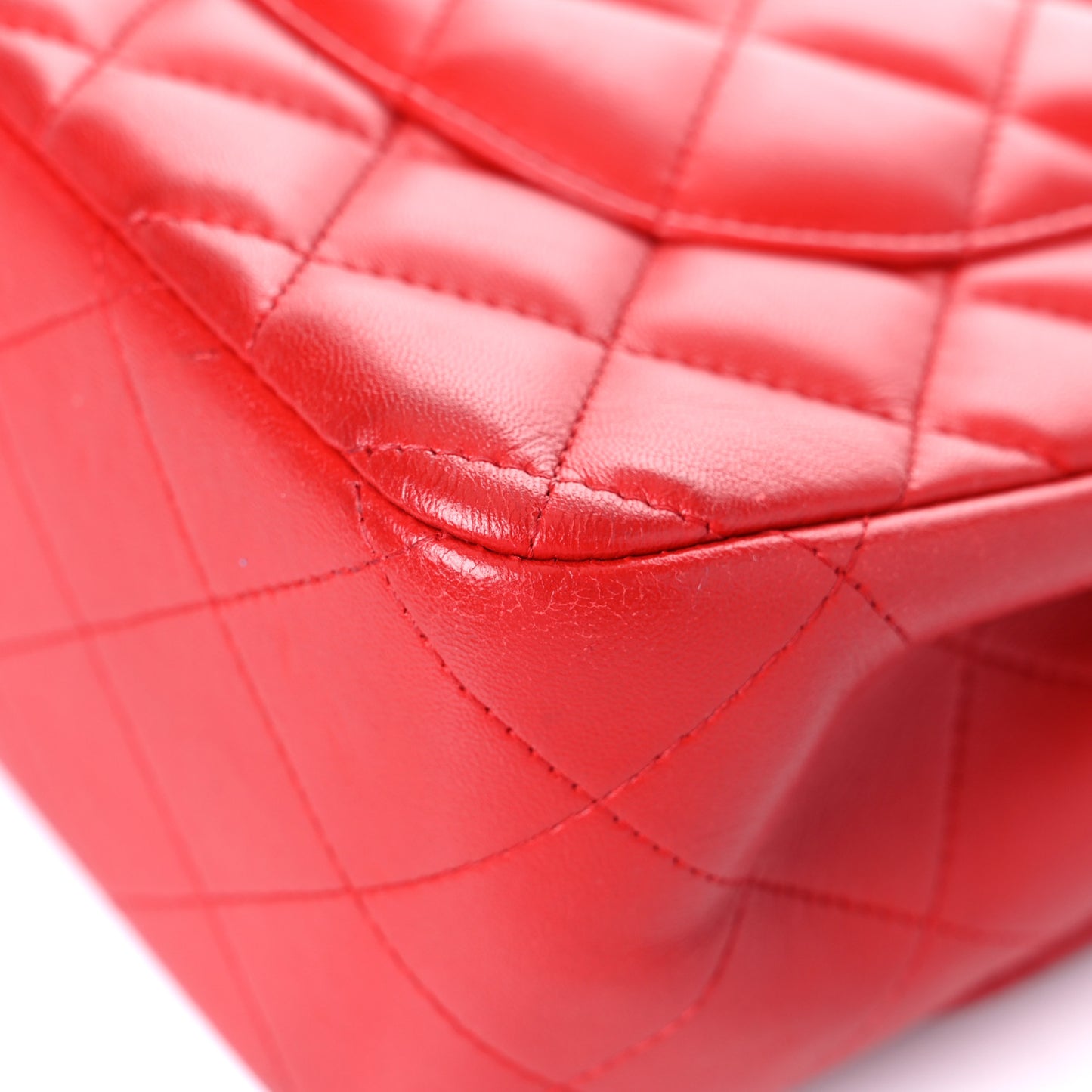 Lambskin Quilted Jumbo Double Flap Red