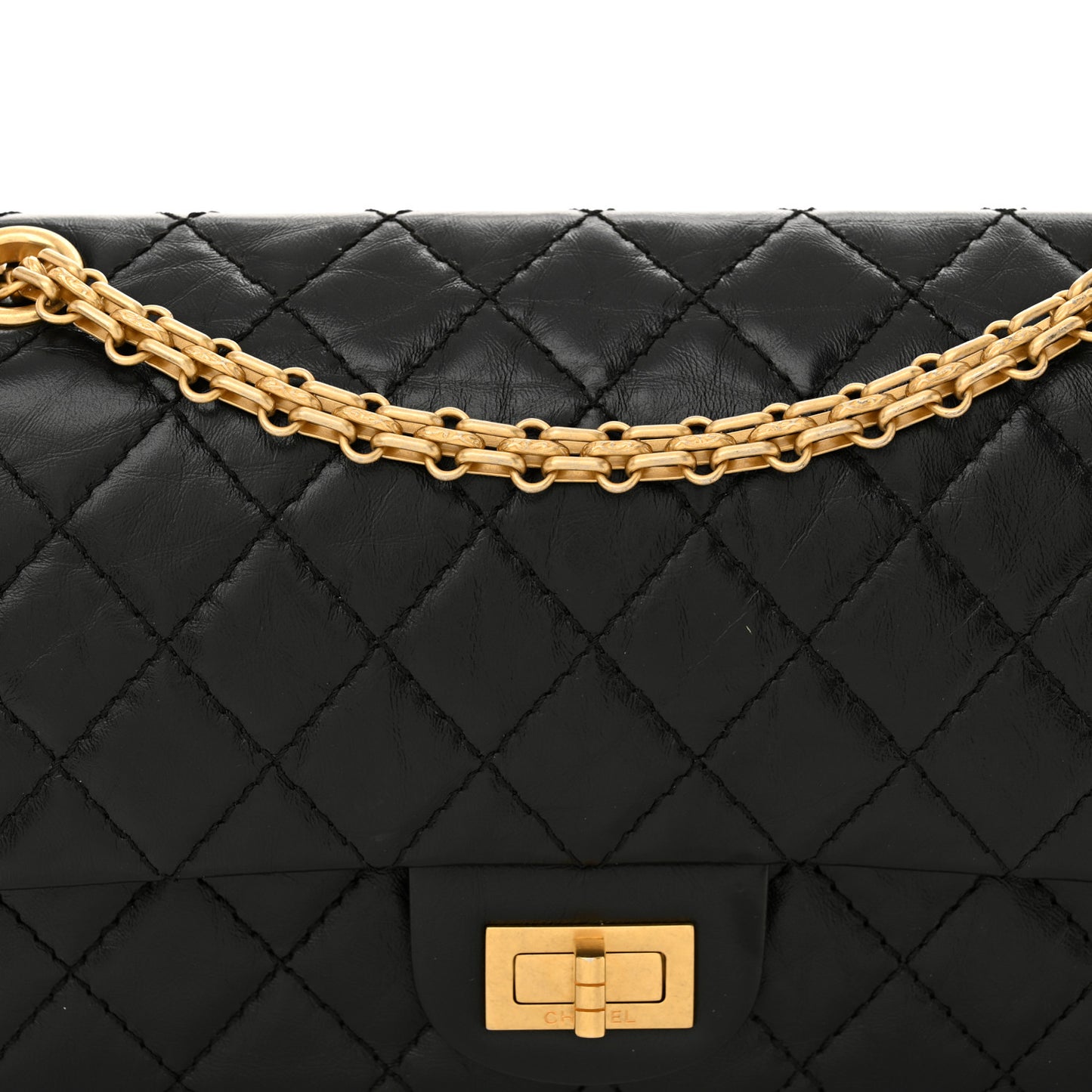 Aged Calfskin Quilted 2.55 Reissue 225 Flap Black
