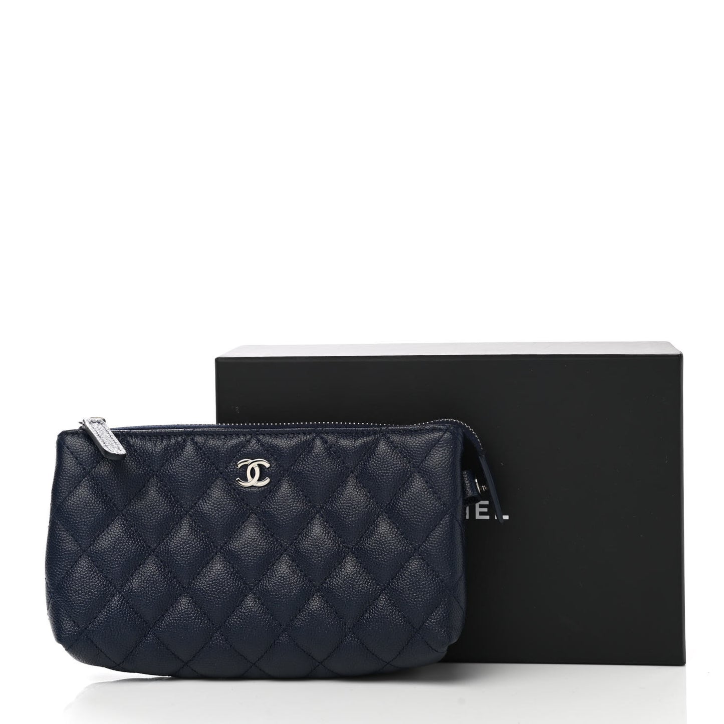 Caviar Quilted Small Pouch Navy