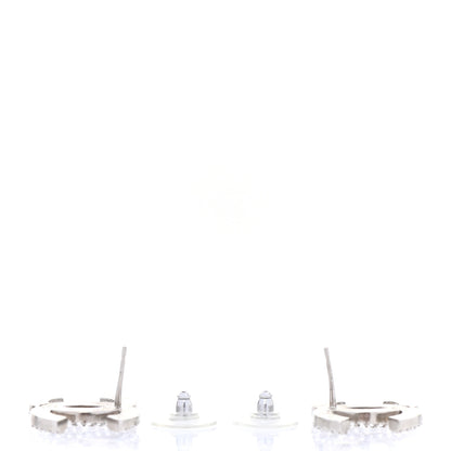 Chanel Crystal Timeless CC Earrings Silver 3 of 4