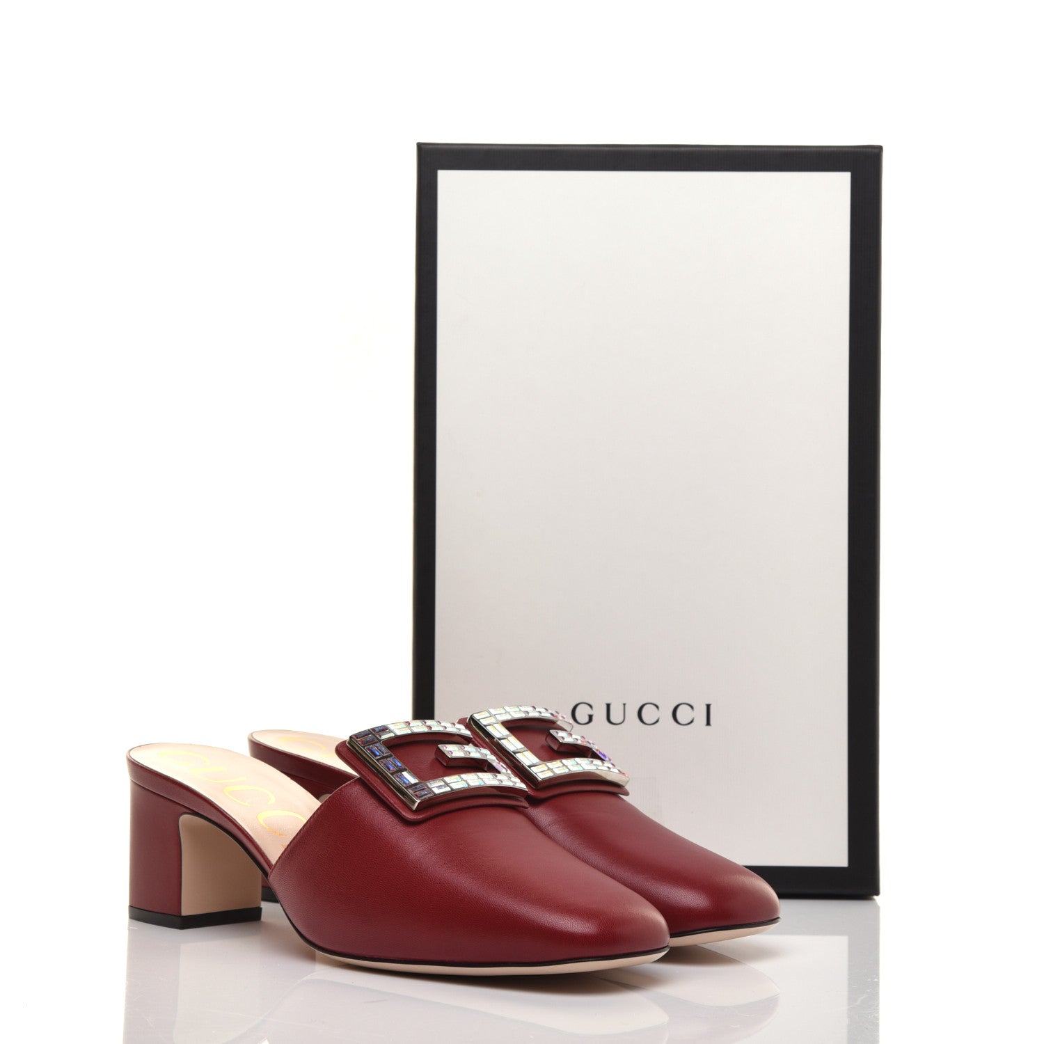 Gucci Malaga Kid Crystal Square G Madelyn Mules 40.5 Romantic Cerise 9 of 9