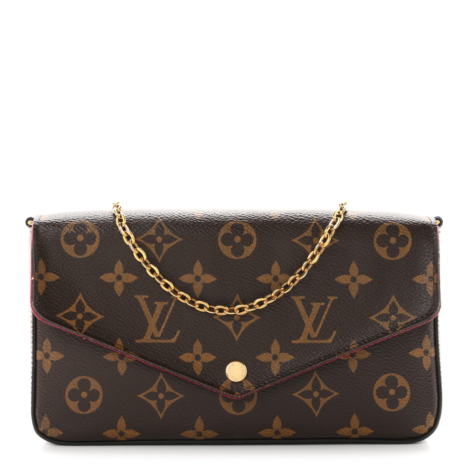 Louis Vuitton Monogram Pochette Felicie Chain Wallet Fuchsia 1 of 10