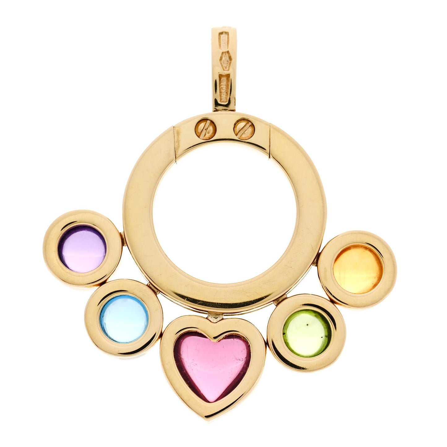 18K Yellow Gold Citrine Peridot Tourmaline Topaz Amethyst Allegra Pendant