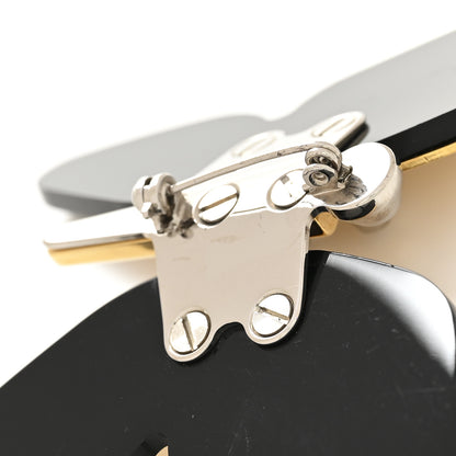 Gucci Metal Resin Butterfly Brooch Black Gold 4 of 4