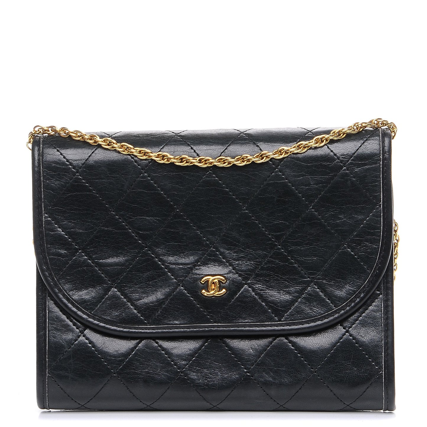 Lambskin Quilted Small Single Flap Black