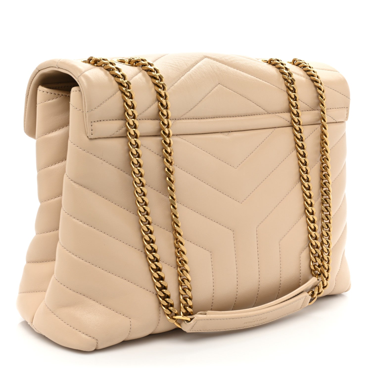 Saint Laurent Calfskin Y Quilted Monogram Medium Loulou Chain Satchel Nude Powder 2 of 20