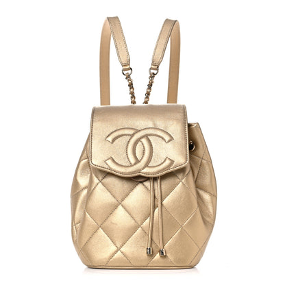 Chanel Metallic Lambskin Quilted Timeless CC Drawstring Backpack Gold 1 of 10