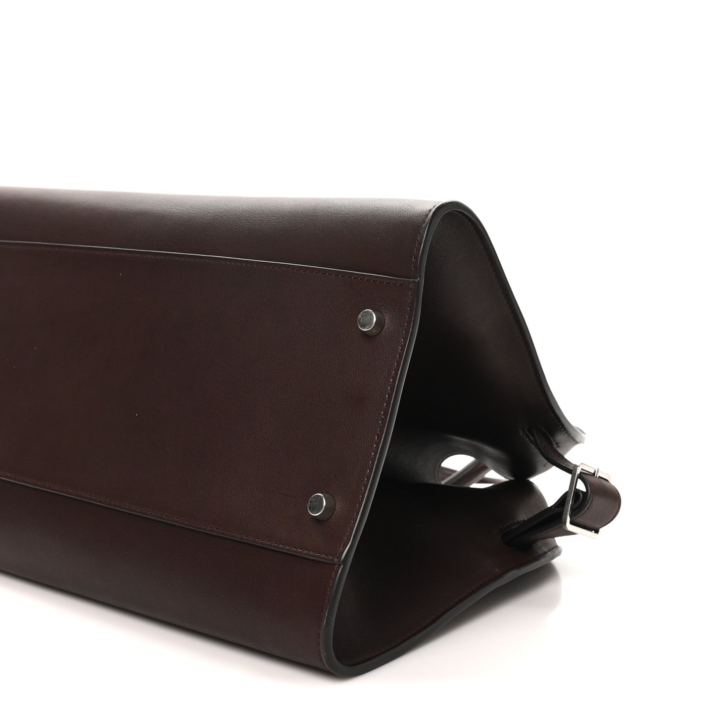 Polished Saddle Calfskin EW Margaux Chestnut