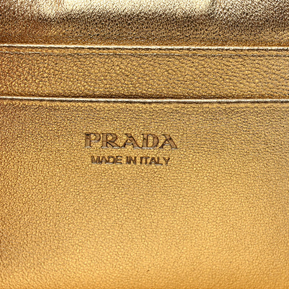 Prada Metallic Saffiano City Calf Triangle Card Holder Gold 7 of 8