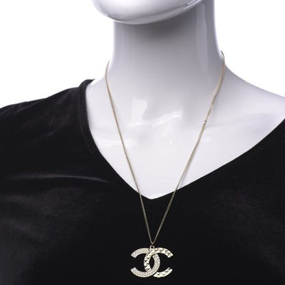 Chanel Baguette Crystal Quilted CC Pendant Necklace Gold 2 of 6