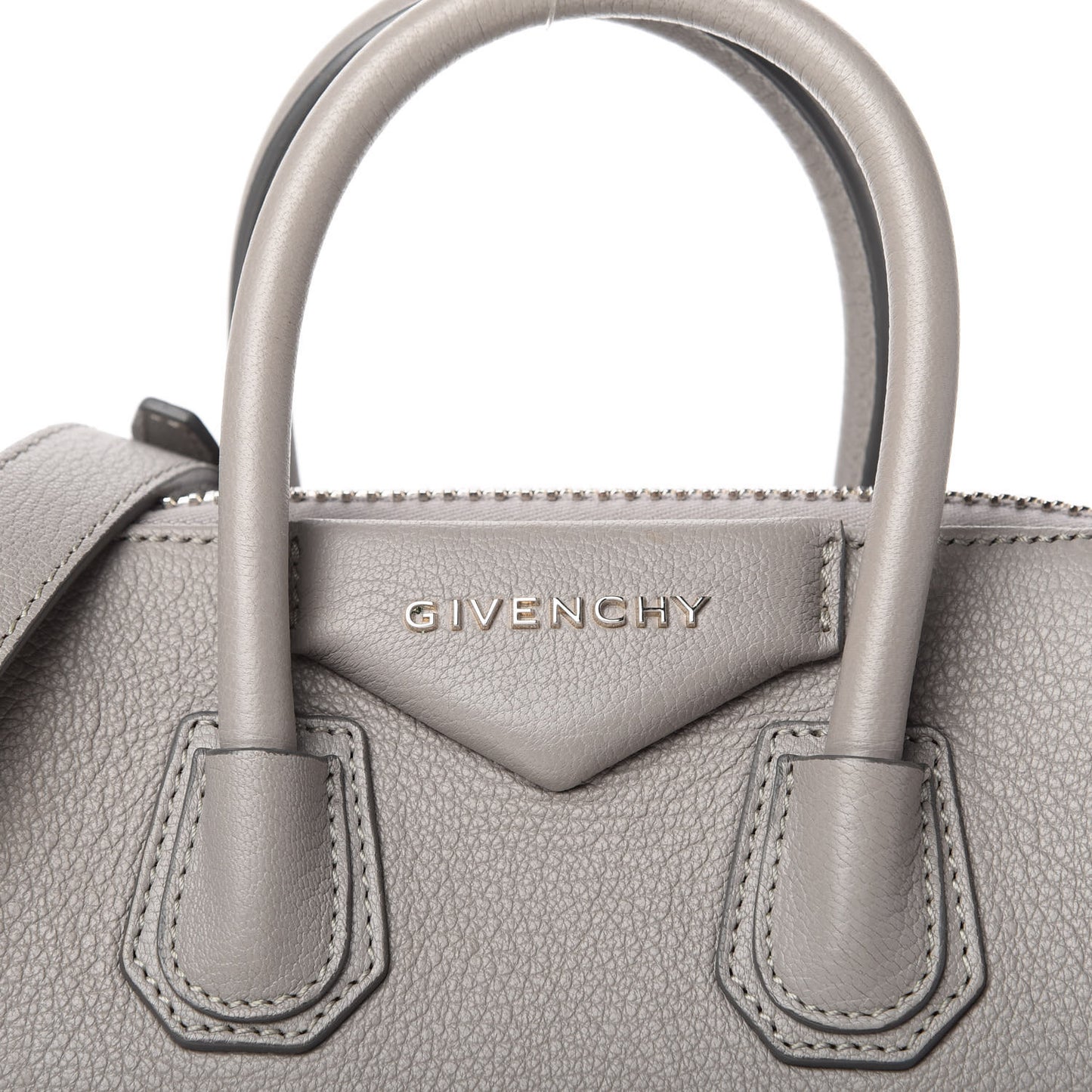 Sugar Goatskin Mini Antigona Pearl Grey