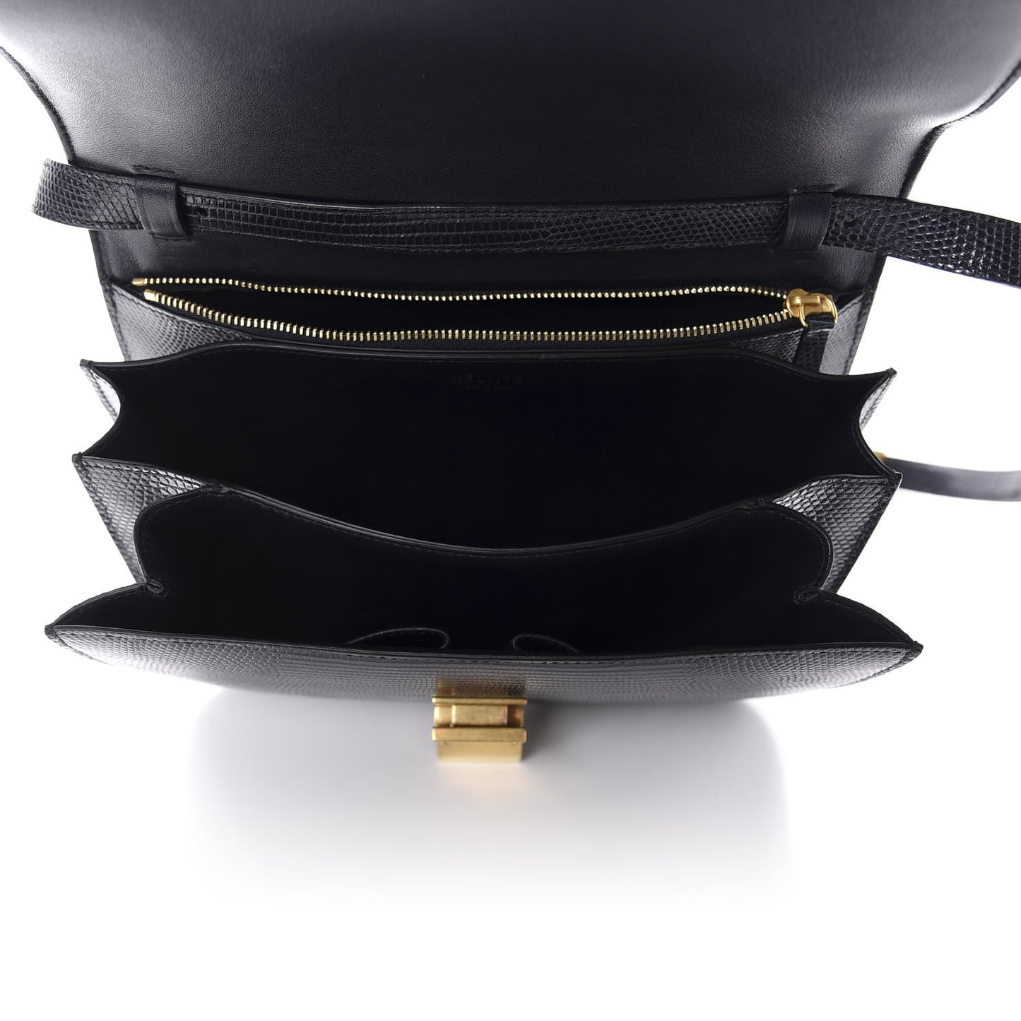 Lizard Medium Classic Box Flap Bag Navy