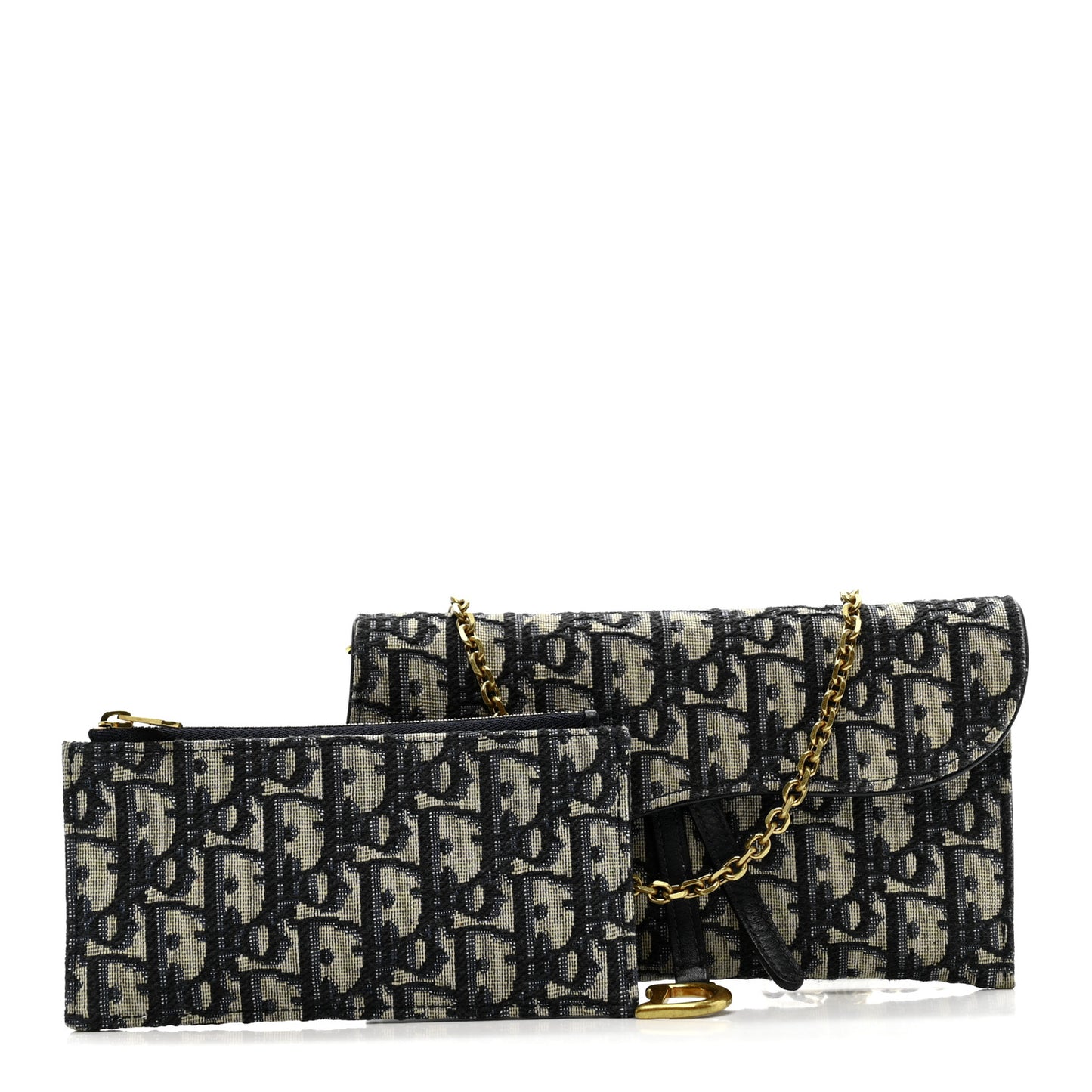Oblique Saddle Chain Long Wallet Blue
