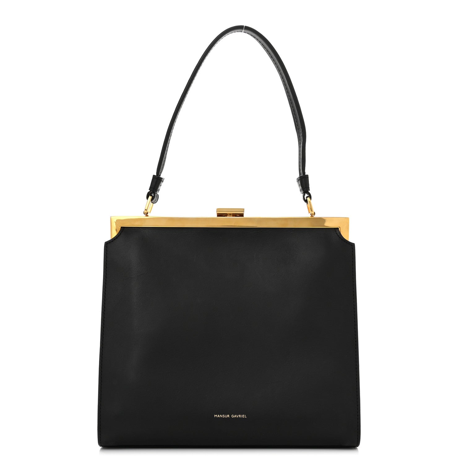 Mansur Gavriel Vegetable Tanned Calfskin Elegant Top Handle Bag Black 1 of 9