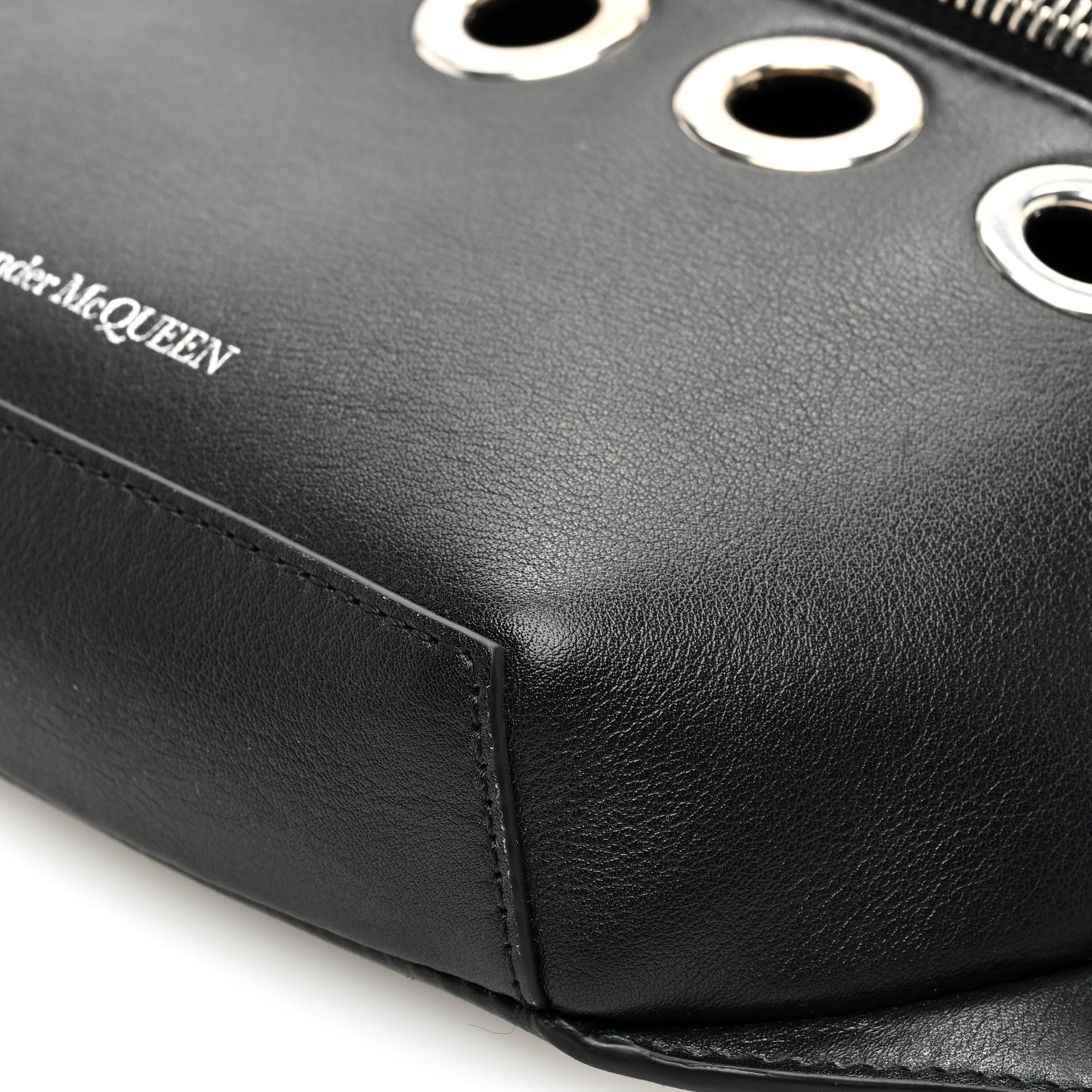 Calfskin Biker Embellished Belt Bag Black