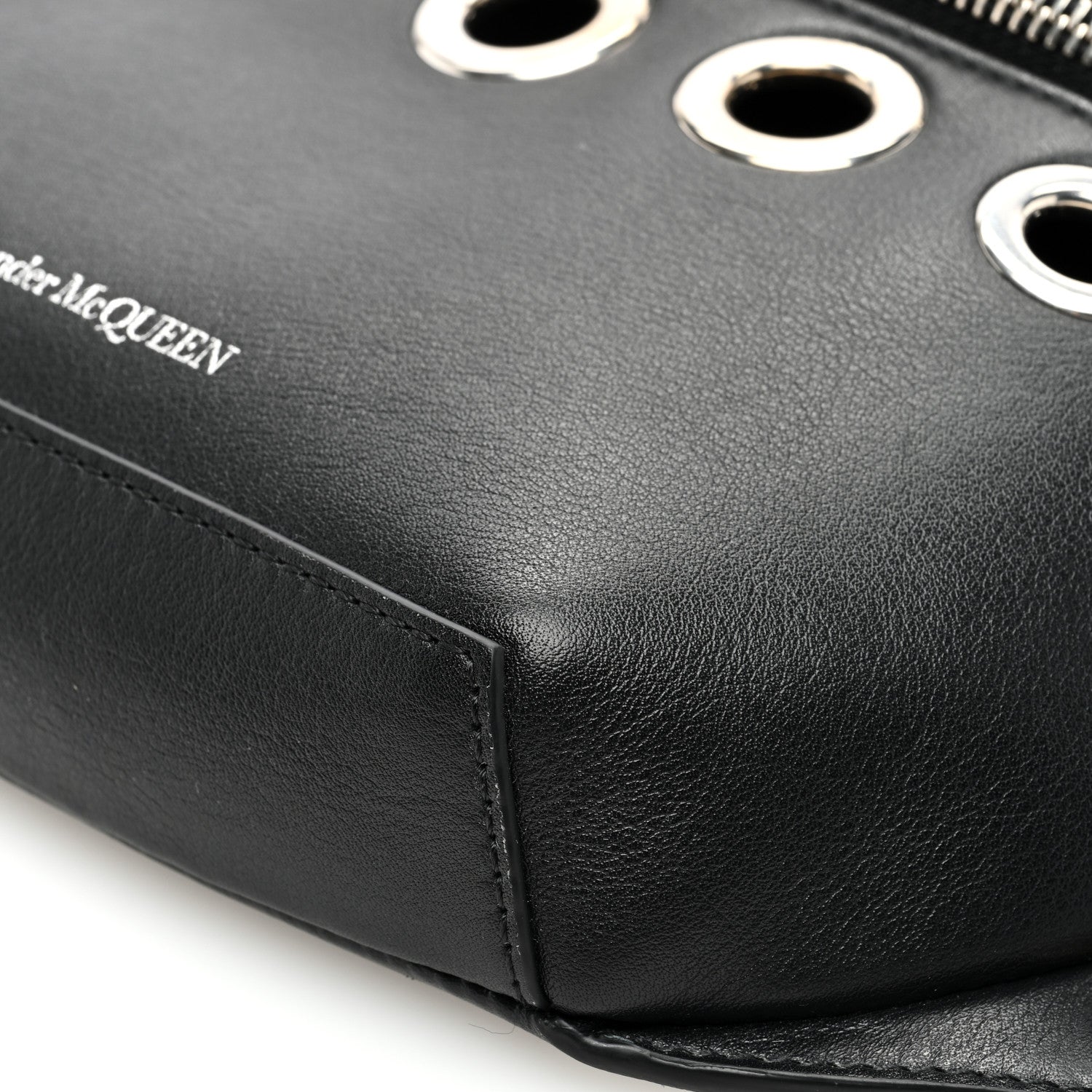 Alexander McQueen Calfskin Biker Embellished Belt Bag Black 9 of 9