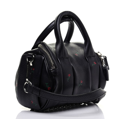 Alexander Wang Pebbled Lambskin Rose Printed Mini Rockie Black Silver Hardware 4 of 12