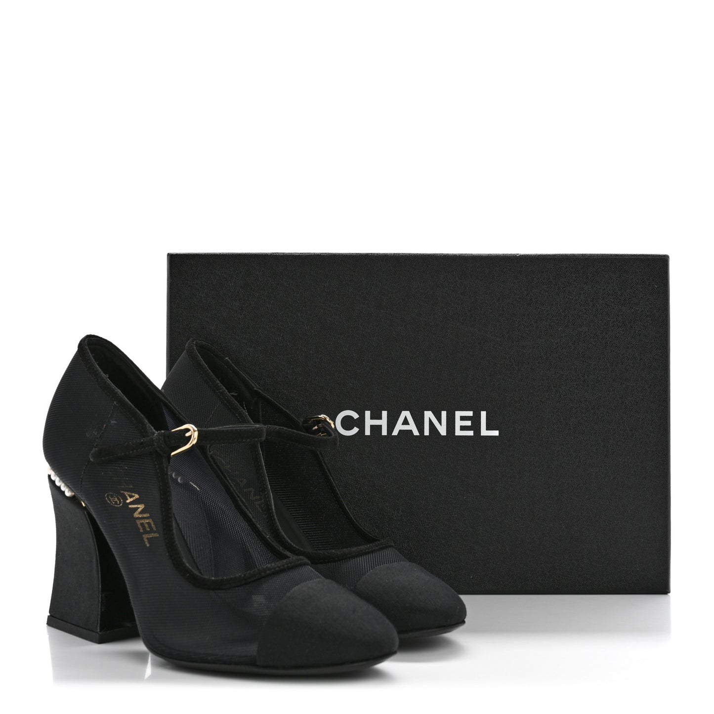 Mesh Suede Grosgrain Pearls Cap Toe Mary Jane Pumps  37.5 Black