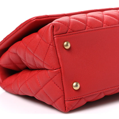 Chanel Caviar Quilted Small Coco Handle Flap Red 9 of 10