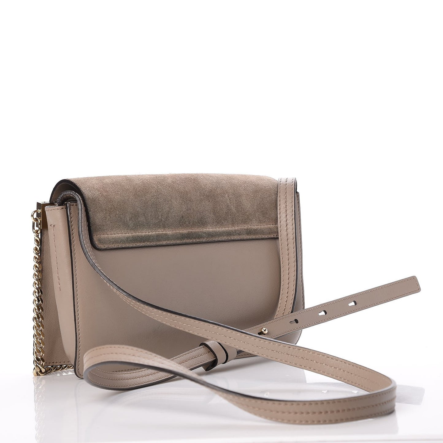 Suede Calfskin Small Faye Shoulder Bag Motty Grey
