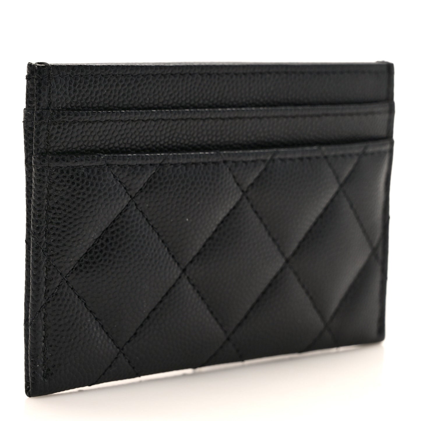 Caviar Quilted Crystal Card Holder Black