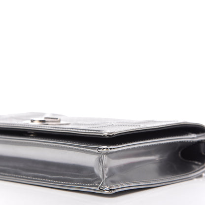 Christian Dior Metallic Patent Micro-Cannage Diorama Wallet on Chain Pouch Silver 7 of 11