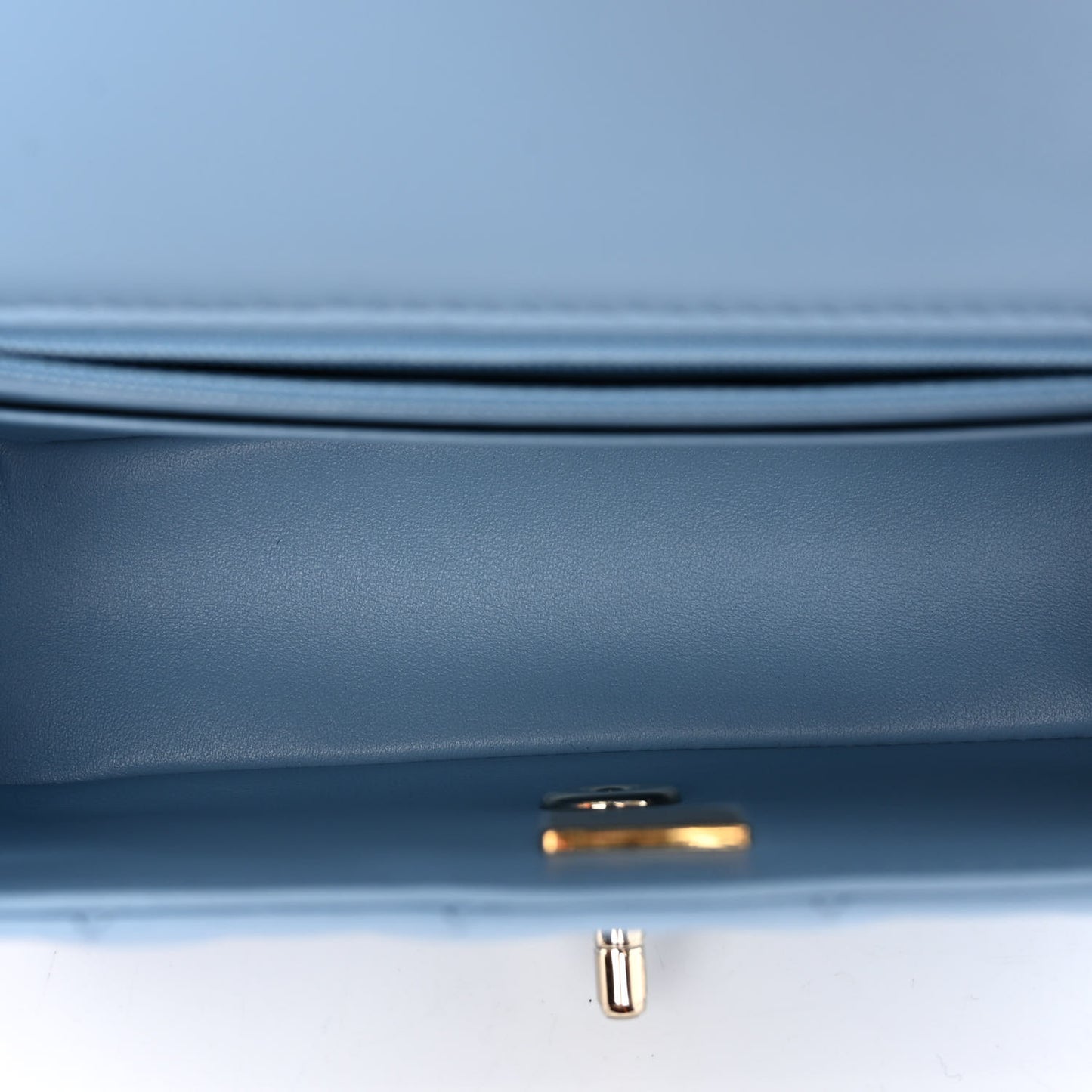 Lambskin Quilted Mini Rectangular Flap Light Blue