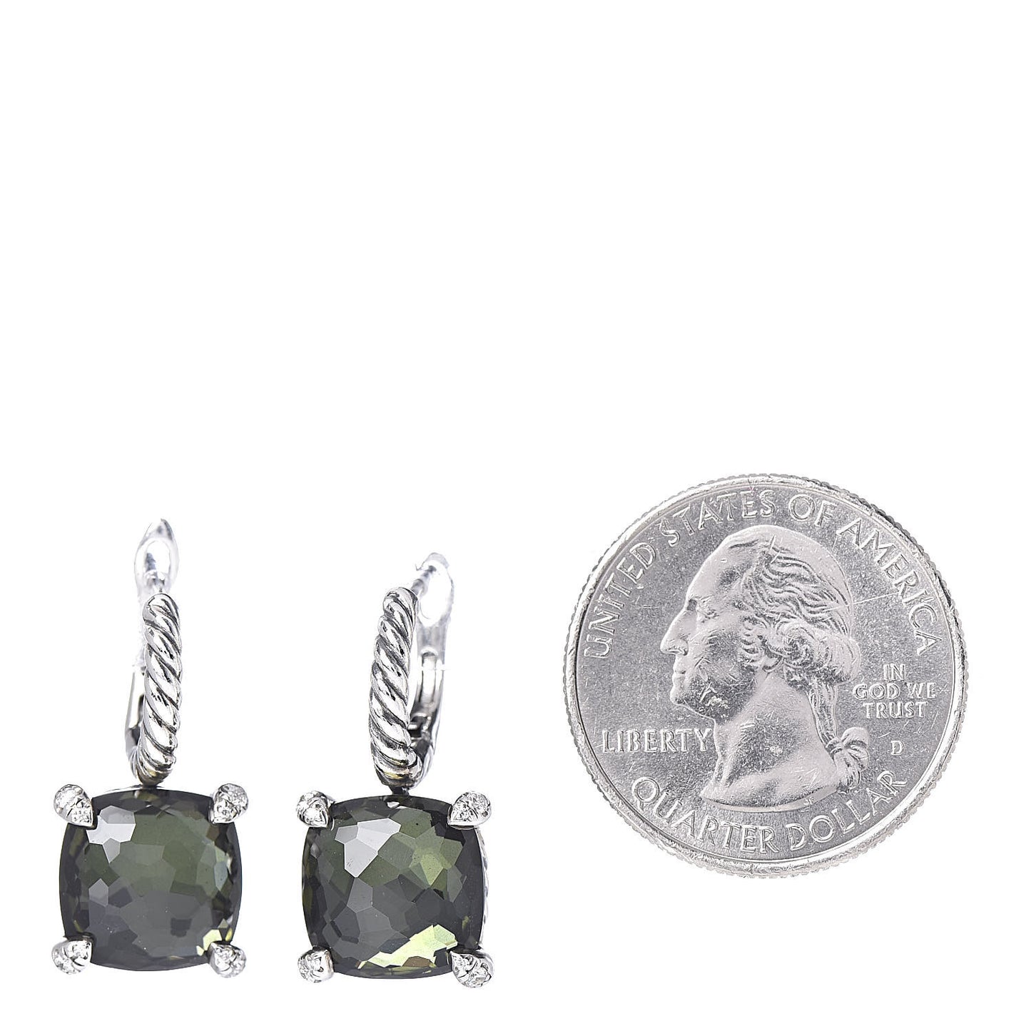 Sterling Silver Green Orchid Diamond Chatelaine Drop Earrings